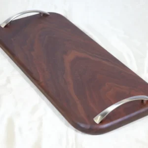 Dark Figured Walnut serving board with handles